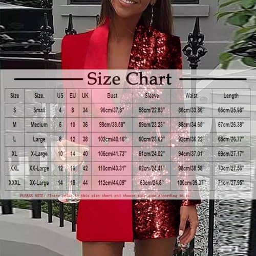 HGps8w Double Breasted Sequins Blazer Dress for Women Sexy Colorblock Long Blazers Jackets Formal Evening Party Club Outfit3