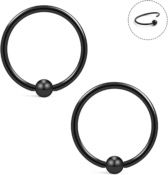 Ruifan 20G 8mm Nose Hoop Lip Eyebrow Tongue Helix Tragus Cartilage Septum Piercing Ring 2-8PCS
