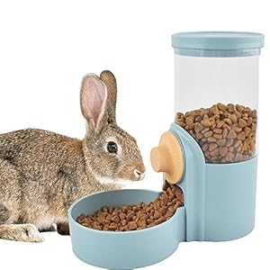 Hanging Automatic Rabbit Food Dispenser, Auto Guinea Pig Feeder for Cage 35OZ Gravity Bunny Feeder, Dog Cage & Crate Food Bowl for Rabbit Guinea Pig Hedgehog Ferret Kitty Puppy