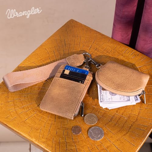 Image of Wrangler Keychain Wristlet Wallets for Women Western Dual Pouch Wristlet Credit Card Holder Wallet