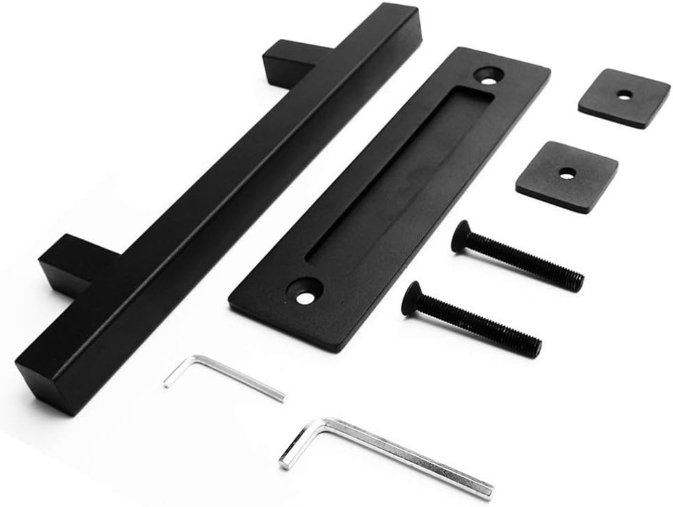 VILLCASE 1pc Heavy-Duty Carbon Steel Barn Gate Handle Black Granary Door Grip for Secure Entry and Design for Various Doors and Gates