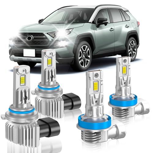 GQWISCL Fit for Toyota 2016-2019 RAV4 Light Bulbs High/Low Beam Fog Light Bulbs Combo 800% Brightness CSP Chips 6000K White Efficient Heat Dissipation Pack of 4