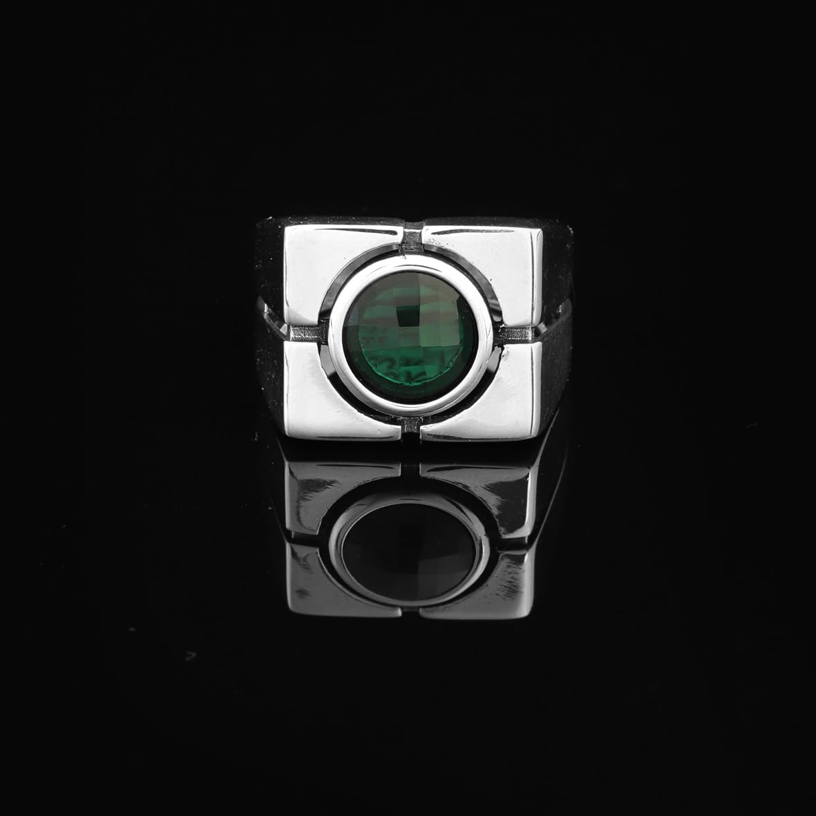 Anello con gemma di smeraldo fatto a mano - Anello da mignolo d'argento vintage per uomo, incisione personalizzata disponibile e panno di lucidatura d'argento in dotazione (22)