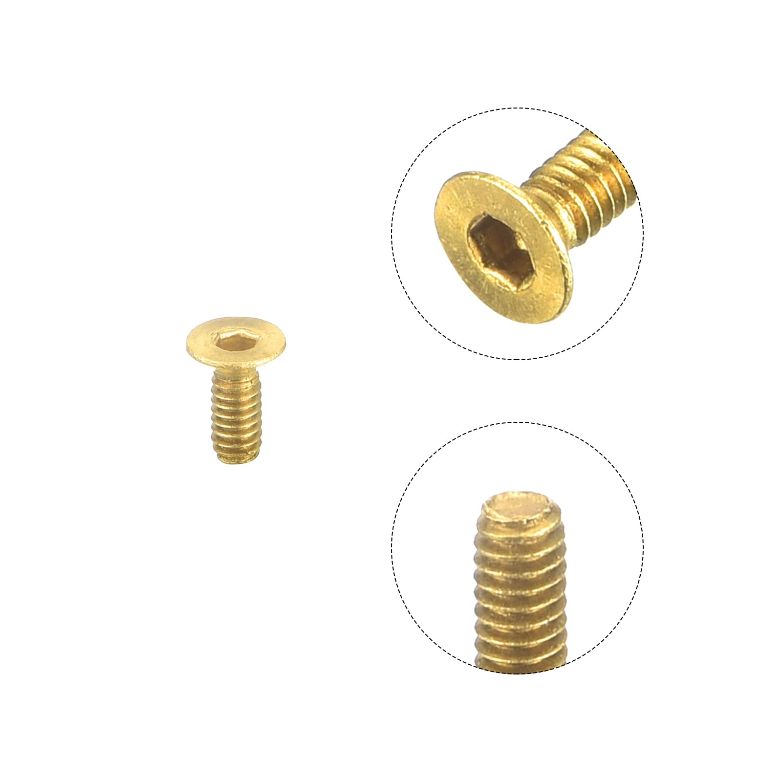 QUARKZMAN Viti a Testa Piatta con Esagono Incassato, M2-0.4 x 5mm Viti a Testa Cilindrica Piana con Guida Esagonale Interna in Ottone, 24pz