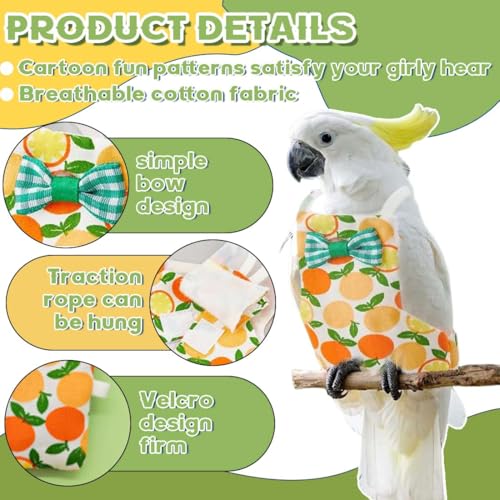 2 Stück Vogelwindeln, Papagei Stoffwindeln, Mit Schmetterlings- BZW. Orange Muster, Waschbar atmungsaktiv Papageien Windeln, Vogel Fliegende Kostüm für Vögel Wellensittich Nymphensittiche