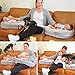 TwinGo Nurse & Lounge Pillow (Grey) - Breastfeeding Pillow for Twins or Two Lounge Pillows || 8 uses || XS to Plus Size Woman || Preemie 0-12+ mo Babies