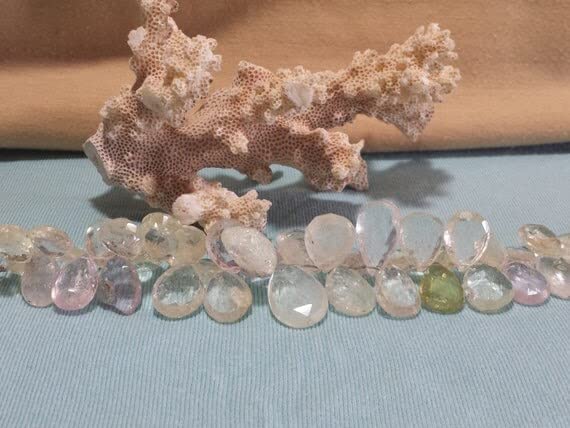 Kunzite perles gouttes facettées LKBEADS dégradé pastel pour création bijoux