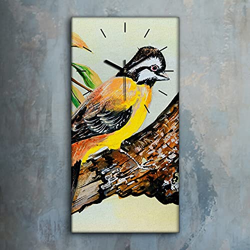 Horloge salon moderne oiseaux toile décorative 30x60cm - 3
