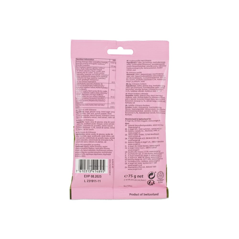 A.Vogel Echinacea Bonbons | Caramelos con Extracto de Echinacea, Grosella Negra y Acerola | Ingredientes Naturales de Plantas Frescas | Bienestar Diario | 75 gramos