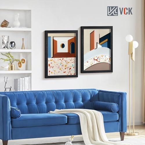 Image of VCK 18x24 Frames - Black, Wide Border Solid Wood Poster Frame, Display Pictures in Horizontal and Vertical, for Home, Office, Gallery, Woodgrain Series, Wall Hanging, 2 Pack