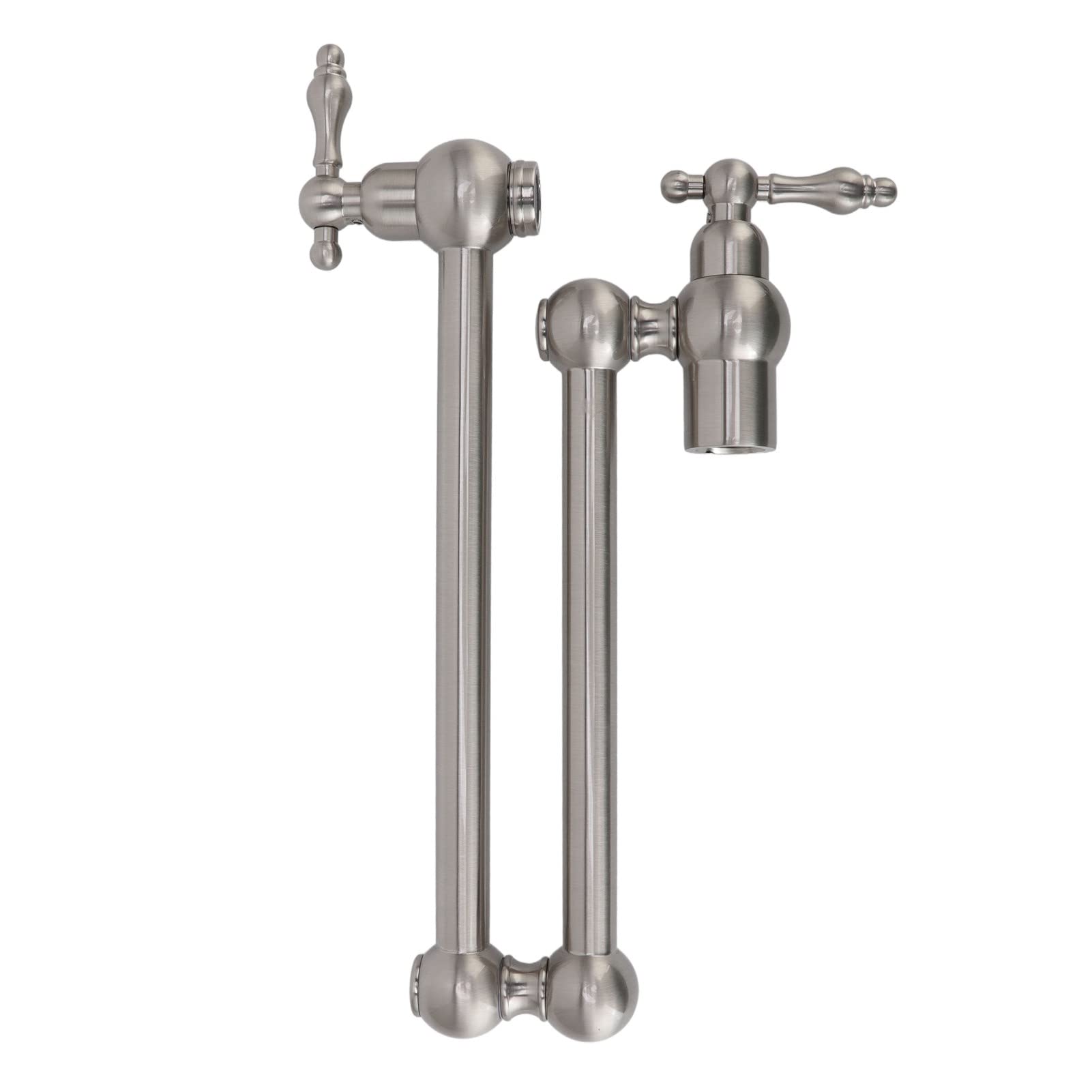 Rubinetto per riempimento pentole, rubinetto da cucina a parete in rame estensibile G1/2 Rubinetto pieghevole per riempimento pentole a due manici a foro singolo(Argento spazzolato)