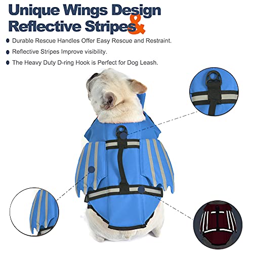 Dog Life Jacket, Wings Design Pet Life Vest, Dog Flotation Lifesaver Preserver Swimsuit with Handle for Swim, Pool… - Image 5