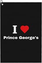 I Love Prince George's Golf Towel 24" X 16" Microfiber Waffle Pattern Golf Accessories for Golf Bag with Carabiner Clip