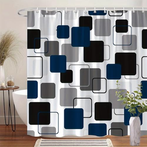 Rideau de douche géométrique abstrait moderne imperméable 110x170cm