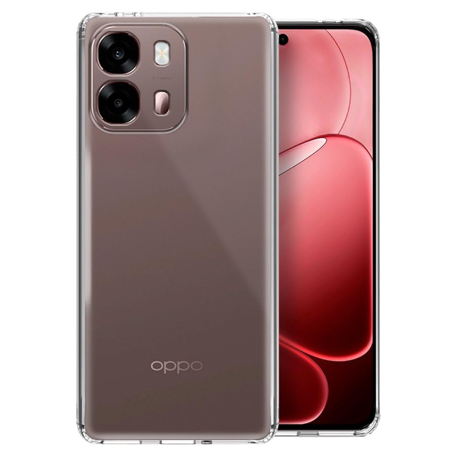 Image of Fashionury Crystal Clear Case for Oppo A6 Pro 5G | Yellowing Resistance | Transparent TPU Silicone | Raised Camera Lips | Slim Transparent Cover