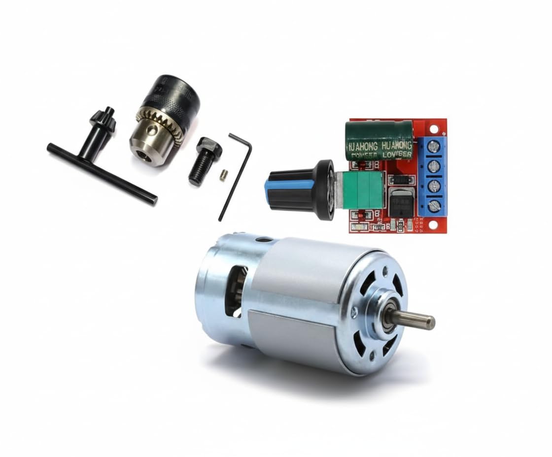Dc Motor Rs-775 12V High Torque High Power Low Noise 12000Rpm With Motor Speed Controller & Drill Chuck Set For DC 775 Motor (Set of 3 Items)-image-41