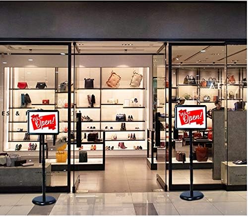 Miniatura 5 de Soporte de cartel ajustable de 8.5 x 11 pulgadas, soporte de pedestal de pie con esquina redondeada de seguridad y soporte de póster de marco abierto