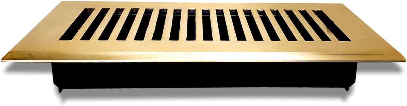 Prima Decorative - Floor Register 4" X 10" Cast Aluminum VR-102 | Heavy Duty Walkable Register | Premium Finish | Top Face Plate Size is 6"x12" & Thickness 5mm | No Holes | Brushed Gold