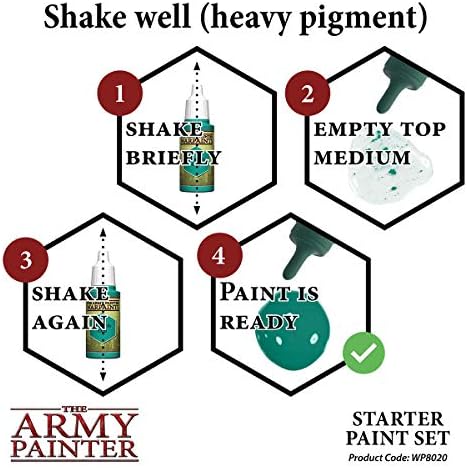 The Army Painter | Wargames Hobby Starter Paint Set | 10 Acrylic Paints in 18ml Dropper Bottles and 1 Starter Brush | Perfect for Beginners in Wargames Miniature Painting and Modelling, Tabletop