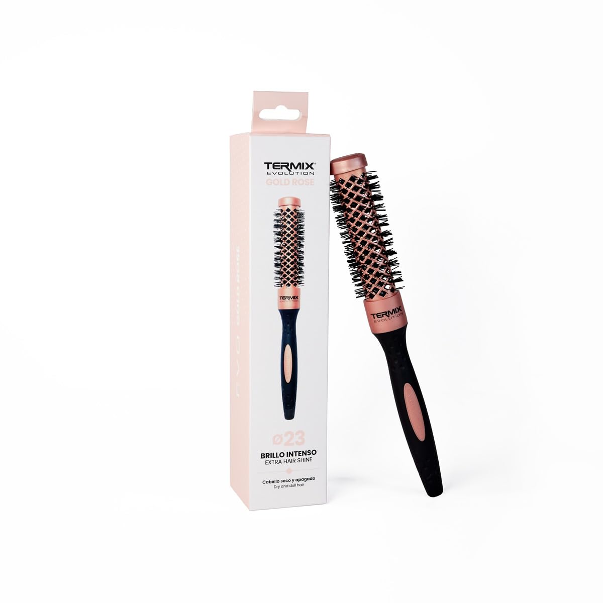 Termix - Round Brush Evolution Gold Rose Limited Edition | Diameter Ø23 | Designed to Give Volume | Sealed Tips | Molds All Hair Types | Durable Hairstyle