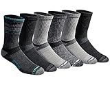 Eddie Bauer Men's Socks Dura Dri Moisture Control 6-Pair Crew Socks, Fashion Black Assorted (6 Pairs), Large