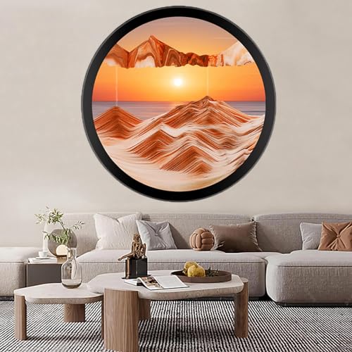 TNSLGHS Moving Sand Art Wall Mounted Sand Art Liquid Motion 360Rotate Moving Sand Wall Art Deep Sea Sandscape Room Decoration Relaxing Mood Home Office Work Decor A-17.3in/44cm