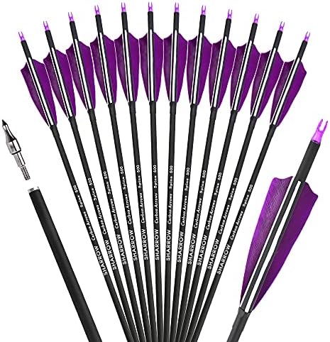 ZSHJGJR 30 Inch Archery Carbon Arrows Hunting Arrows with 4” Turkey Feather Target Practice Arrows Spine 500 for Compound & Recurve &Traditional Bow 6/12pcs ZSHJGJR 30 Inch Archery Carbon Arrows Hunting Arrows with 4” Turkey Feather Target Practice Arrows Spine 500 for Compound & Recurve &Traditional Bow 6/12pcs