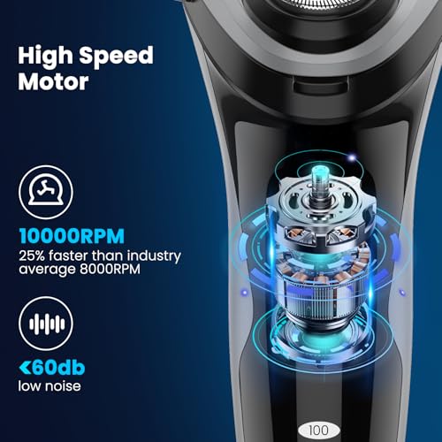 Image of SweetLF Men's Electric Razor - 120 min runtime, 1-Hour Fast Charge, IPX7 Fully Waterproof, Wet & Dry Rotary Shaver with pop-up Trimmer, Type-C Rechargeable
