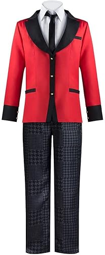 Disfraz de cosplay para hombre, uniforme escolar japonés, abrigo rojo, pantalones, conjunto de Halloween, carnaval, fiesta