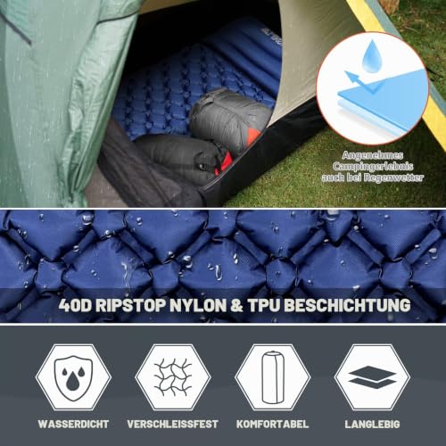HIKENTURE Camping-Isomatte, aufblasbar, Ultraleicht, Dunkelblau 2 – Ansicht 5