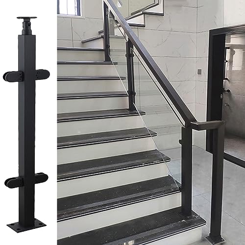 Système de garde-corps pour terrasse avec poteaux en verre pour escaliers et pince en inox pour patio
