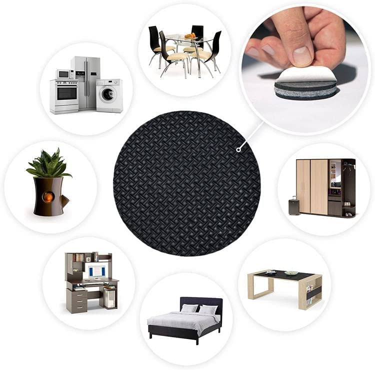 Prostuff.in Furniture Pads Kit || Round Rubber Floor Protector Non Slip Furniture Pads Sofa Bed, Dining Table,Dining Chairs Balance Pad Noise Insulation Pad,2.5 CM, Black, 18 Pcs 4