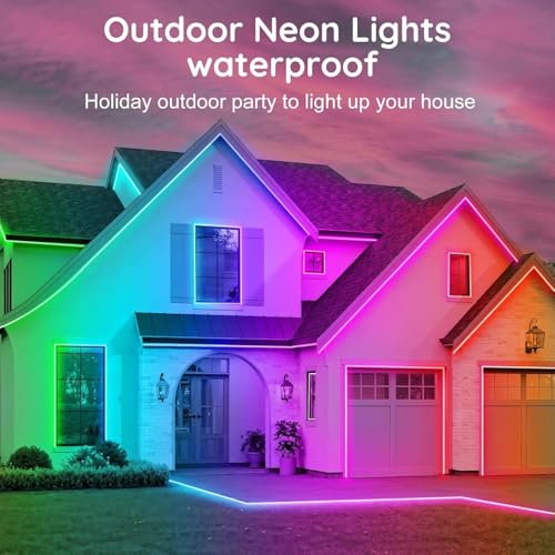 Image of 5 Meter Smart RGB Neon LED Strip Lights with App & Remote | Music Sync Rope Light for Room, Gaming, Party, Diwali & Home Decoration (16.4 Feet Multicolor)