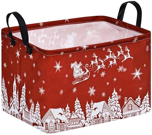 Image of Christmas Basket Box Hamper Storage Basket Collapsible Organizer Bin Gift Shelf Baskets for Home and Kitchen Storage