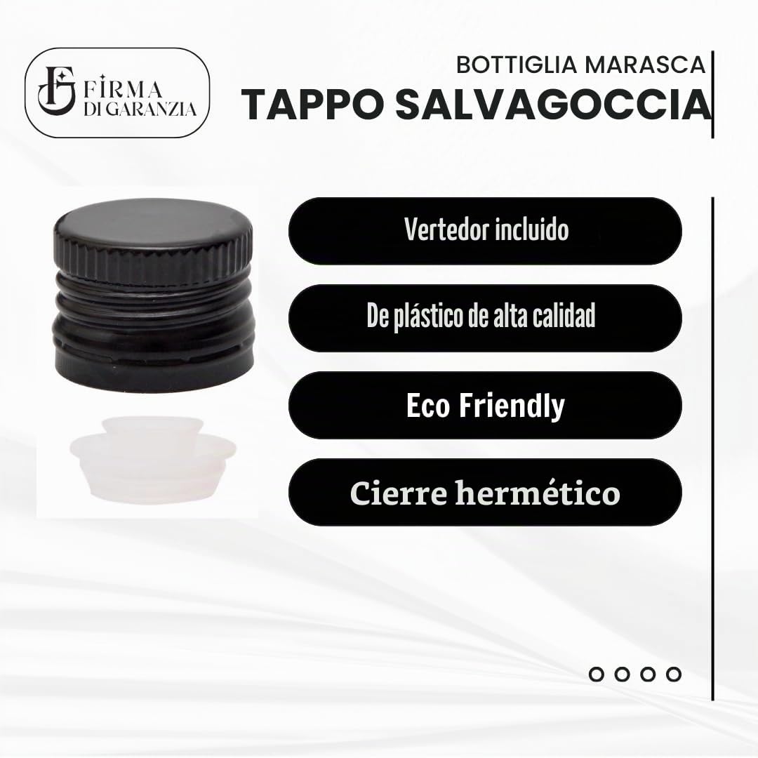 12 botellas para aceite y licor de 1000 ml – Marasca Quadre Vacías de cristal oscuro Uvag con dosificador de aceite antigoteo y tapón hermético – Fabricado en Italia – Uso profesional y doméstico