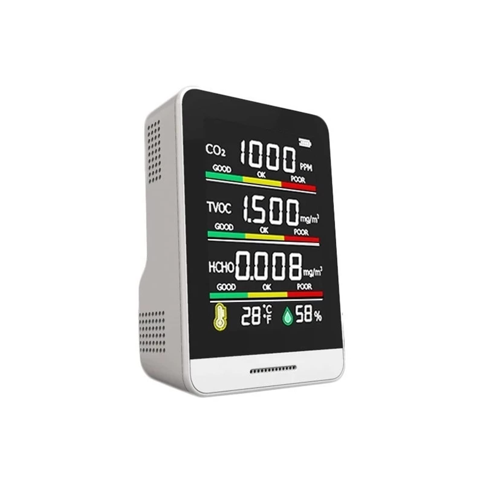Wielofunkcyjne 5 in1 CO2 Miernik cyfrowy czujnik wilgotności temperatury Tester Jakość powietrza Monitor detektor dwutlenku węgla Do użytku laboratoryjnego(Orange Yellow)