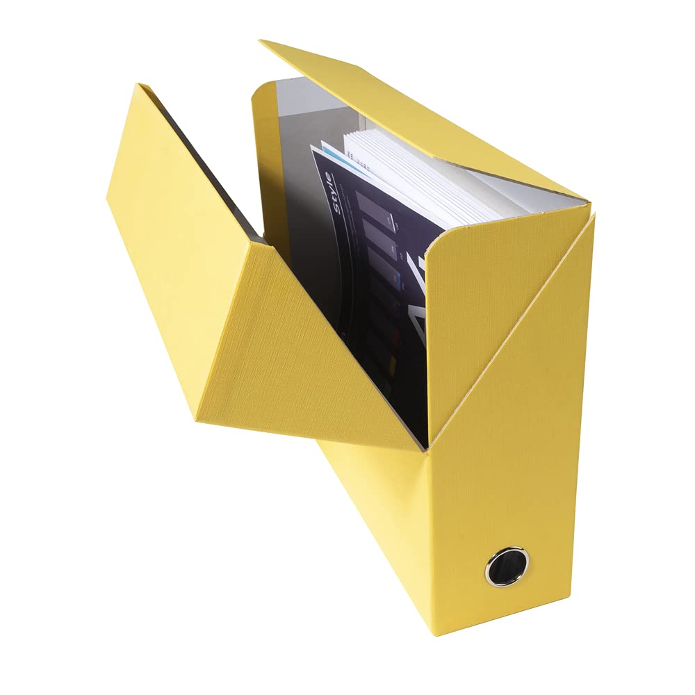 Exacompta 5 Scatole Transfer Carta Effetto Tela A4 Dorso 90 mm Giallo