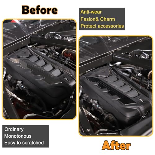 Image of CHEAYAR Engine Bay Panel Cover Compatible with Chevrolet Corvette C8 2020-2023, Engine Shroud Cover Panel Trims, C8 Accessories 2PCS (Engine Compartment Cover-Black)