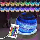 ROMANTISCHE DEKORATION & GESCHENK: Dieses 3D-Planeten-Nachtlicht ist romantisch für Kinder und Erwachsene, perfekte Dekoration für Zuhause, Hochzeitsgeschenk, Schule, Büro und mehr. Diese Planetenlampe ist ein sehr tolles Geschenk, sie sieht aus wie ein echter Planet im Raum.