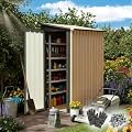 Hdstorzon 4.3x2.5FT Small Outdoor Storage Shed, Metal Garden Shed, Steel Tool Shed with Lockable Door & Sloping Roof for Backyard Storage Patio Lawn