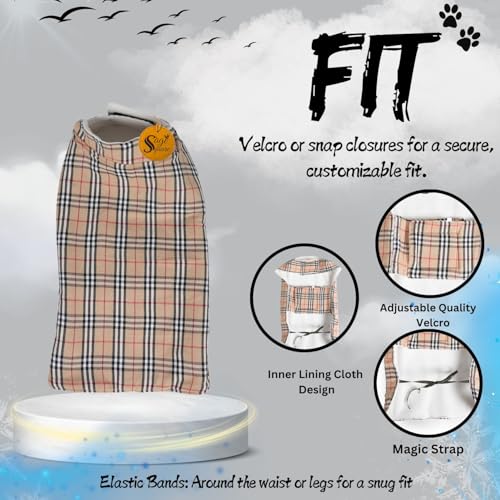 Image of Sage Square Winter Coloured Dog Coat - All-Weather Protection, Windproof, Waterproof Cozy Fleece Lining, Adjustable Straps, Durable Construction, Stylish, Comfortable, Jacket (Cream & White, Large)