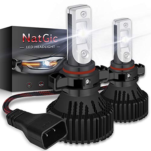 NATGIC PSX24W Bombillas de Faros LED Kit de Conversión 16000LM 16 XHP50 Chips Pure Blanco 6500K Impermeable, DC 9-32V, 2 años de Garantía (Paquete de 2)