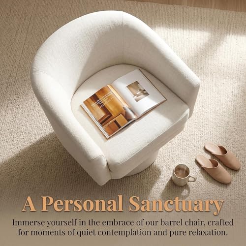 Sillón redondo cómodo beige de tela miniatura 6