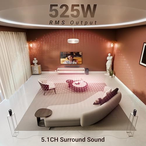 Image of Zebronics 525W 5.1CH Dolby Atmos Soundbar, Triple Drivers, 16.51cm Subwoofer, Dual Rear Satellites, BT v5.3, HDMI (eARC), USB, AUX, Optical in, LED Display, Wall Mountable (Juke Bar 9700 Pro)