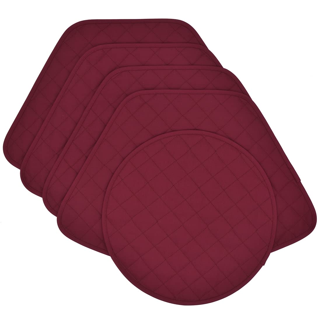 Sweet Pea LinensSolid Berry Wine Quilted Wedge-Shaped Placemats - Set of Four Plus Center Round-Charger