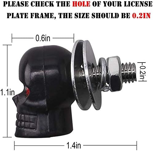 Miniatura 3 de Venveal Skull - Tornillos universales para placa de matrícula de automóvil y motocicleta, tornillos de marco de matrícula 3D de acero inoxidable con