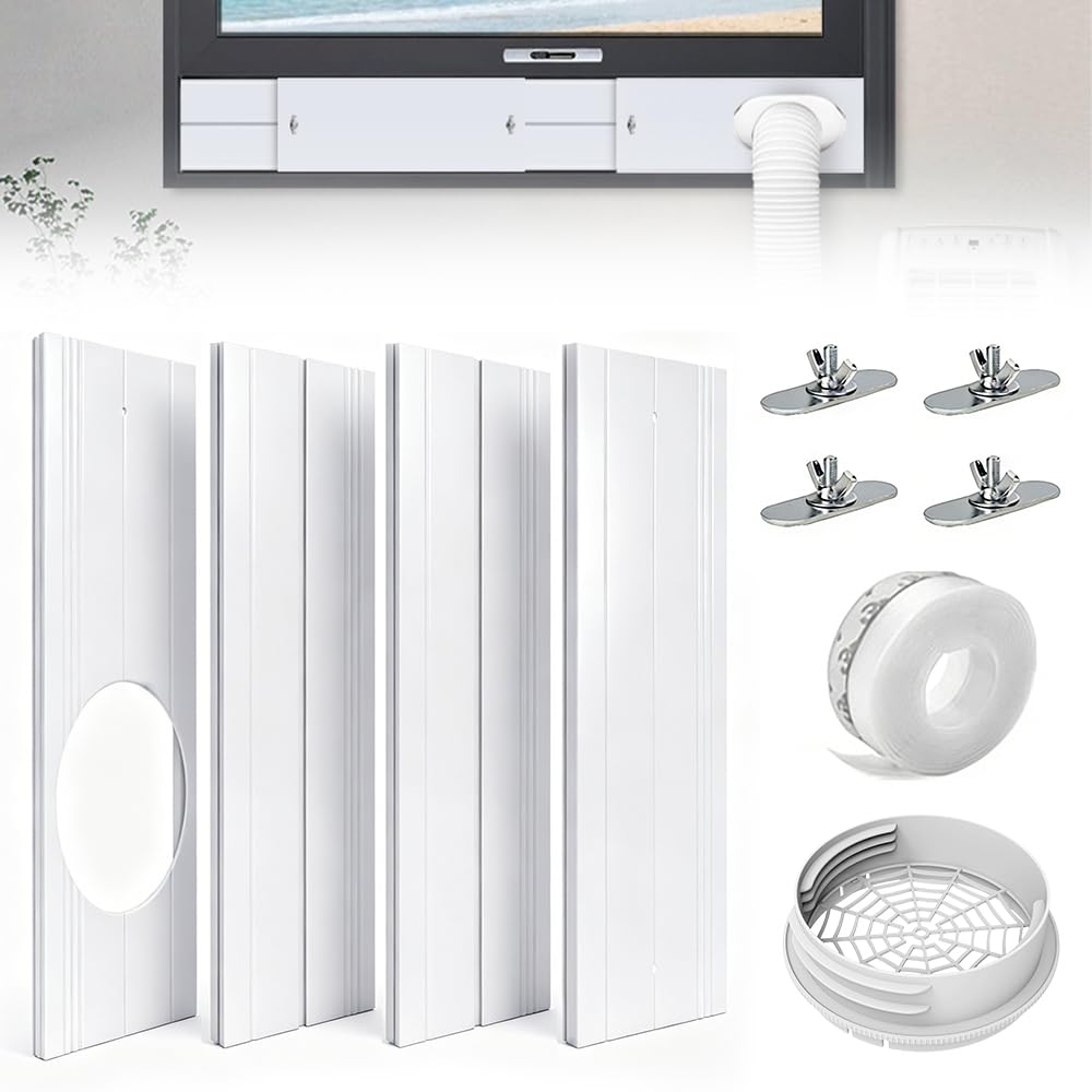 Kit Ventana Corredera Aire Acondicionado Portatil, 4 Piezas Kit de Ventilación de Ventanas de Aire Acondicionado Portátil, Kit Ventana Aire Acondicionado para Ventana de 43-140cm