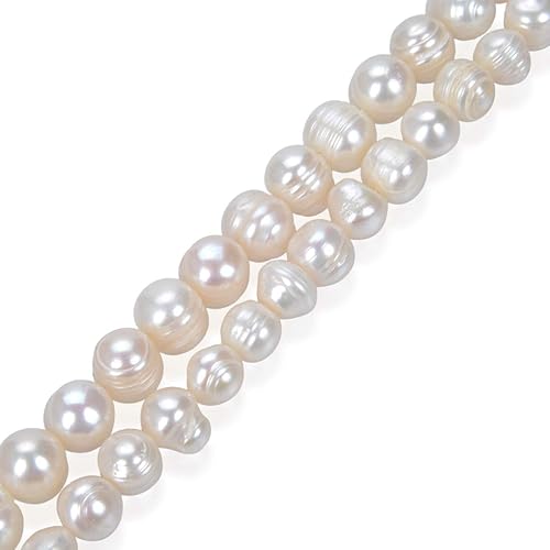 Miniatura 2 de Adabele 2 hebras de cuentas sueltas redondas de patata natural real cultivadas de agua dulce de 0.433-0.472 in para fabricación de joyas y