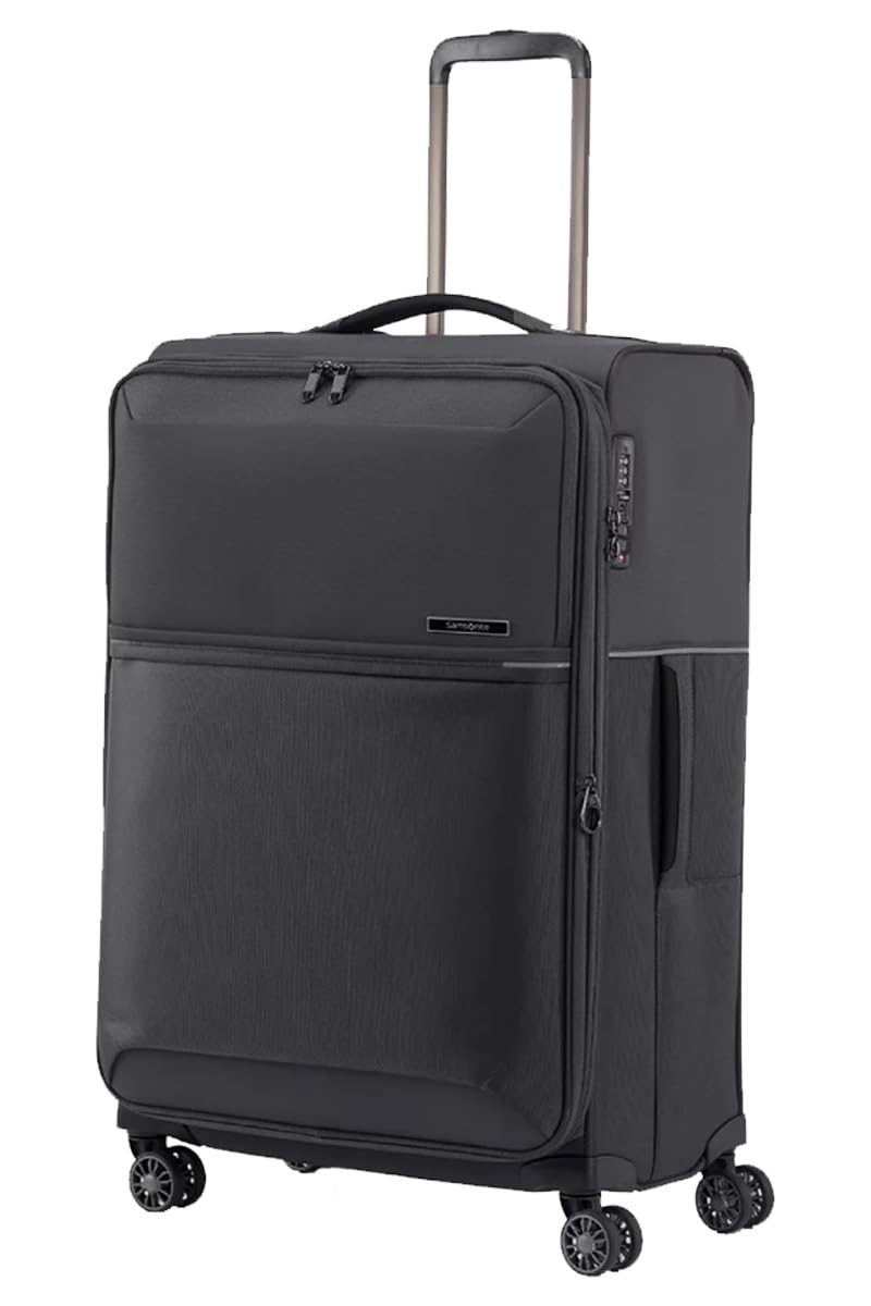 Nylon 8 Wheels 73H 71 Cms Spinner Softsided Medium Check-In Luggage | Trolley Bag For Men Women, Black