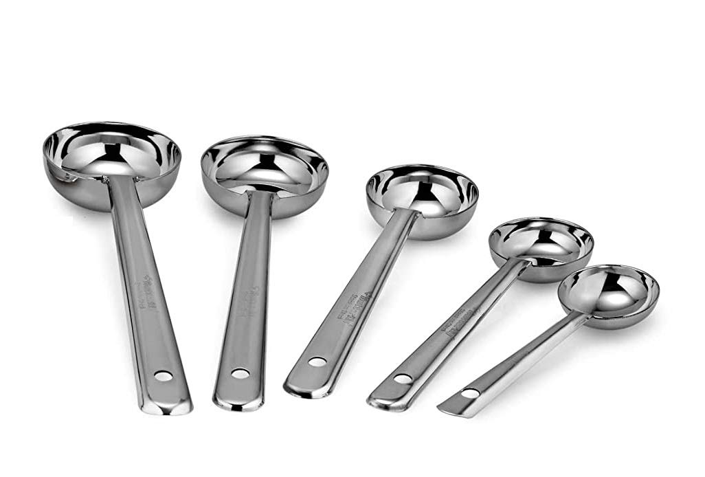 ECOPALSTAINLESSSTEEL Silver Spatula for Cooking - Kitchen Utensils Serving and Cooking Set - BASTING LADDLE Set - Pack of 5